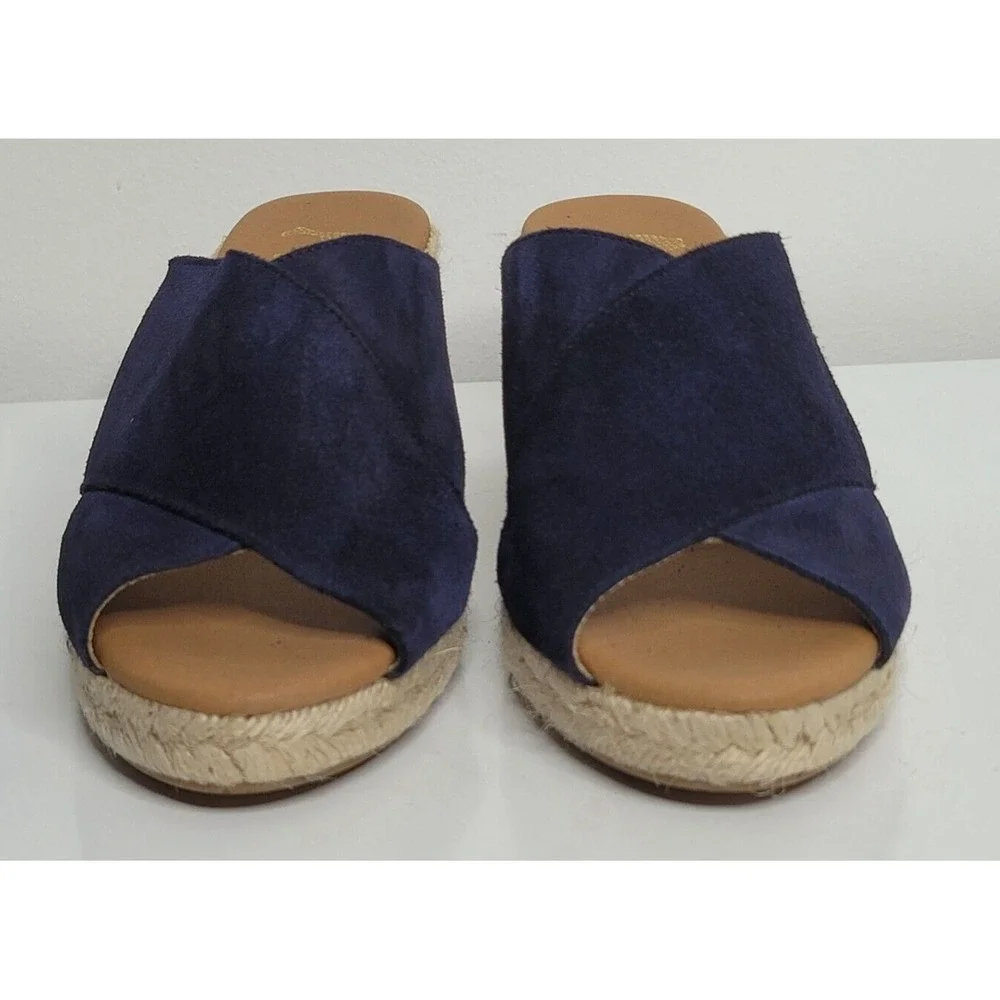 PASEART Women's Sandals Blue Suede Espadrille Platform Wedge Size 38 US 7.5‎